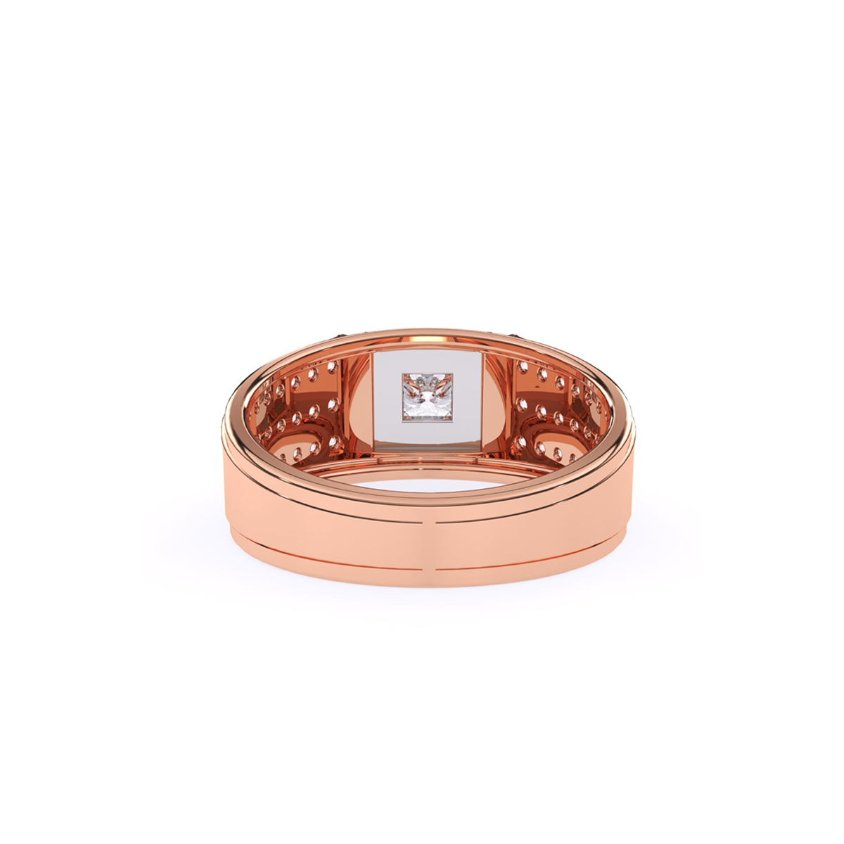 Stylish Three Row Cluster Round Lab Grown Ring